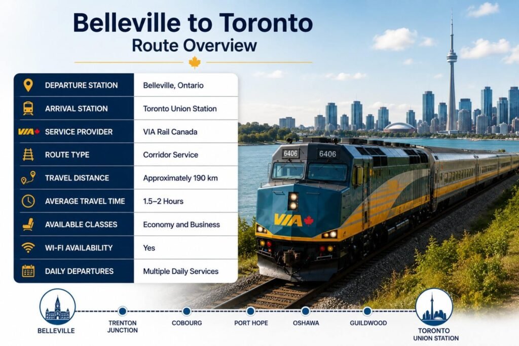 Belleville to Toronto Route Overview.