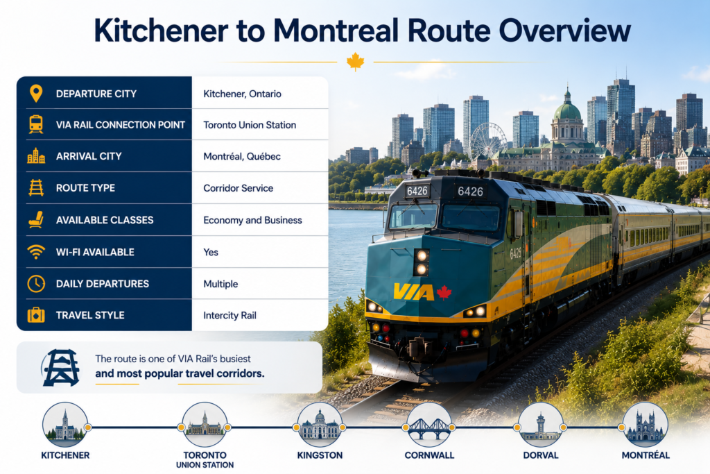 VIA Rail Kitchener to Montreal Train 2026