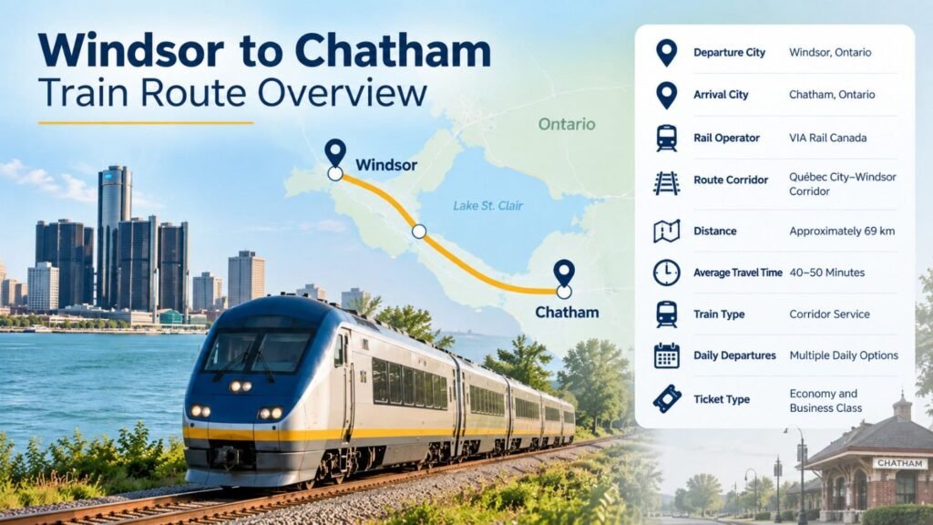 Windsor to Chatham Train Route Overview