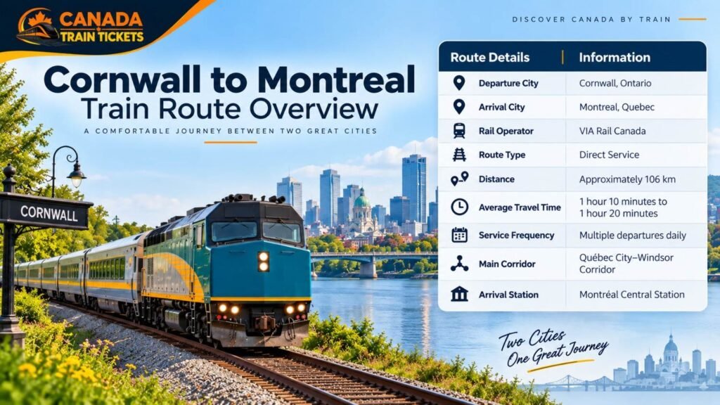 Cornwall to Montreal Train Route Overview