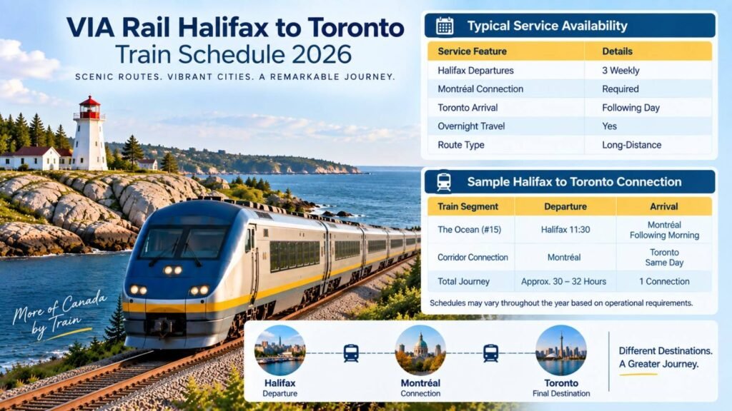Halifax to Toronto Train Schedule 2026