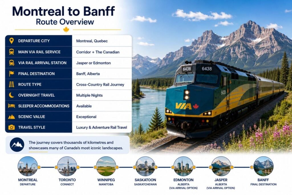 Montreal to Banff Route Overview