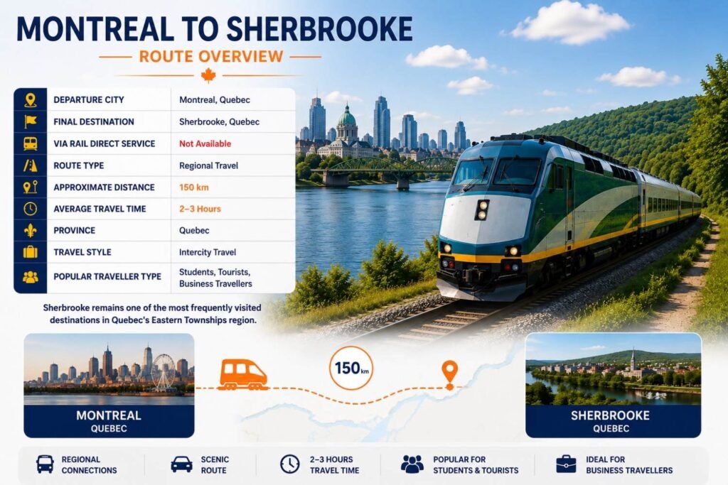 Montreal to Sherbrooke Route Overview