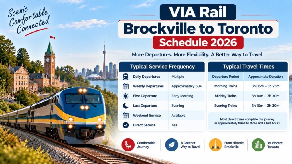 VIA Rail Brockville to Toronto Schedule 2026
