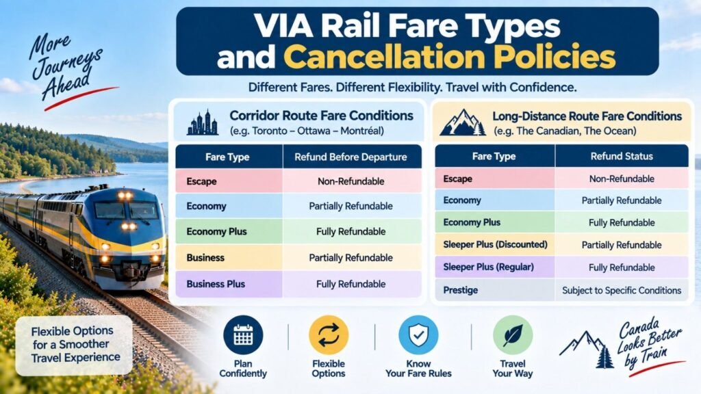 VIA Rail Fare Types and Cancellation Policies