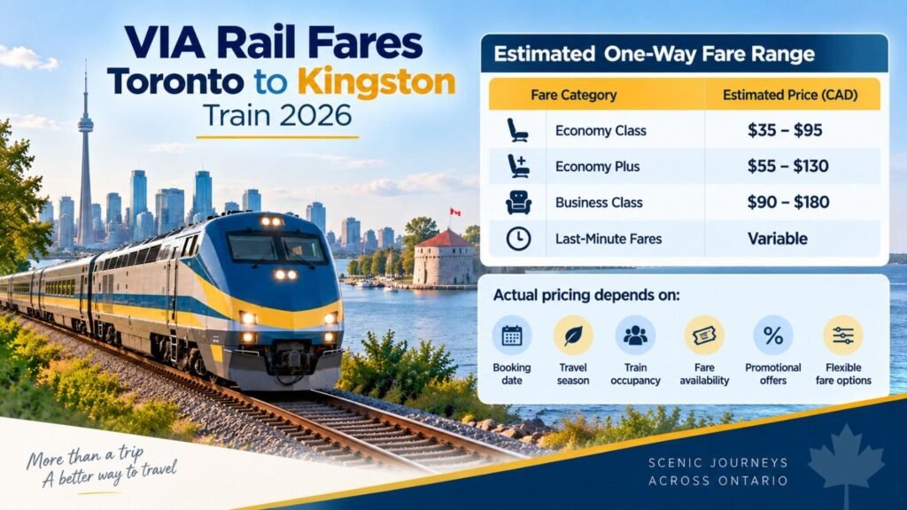 VIA Rail Fares Toronto to Kingston 2026