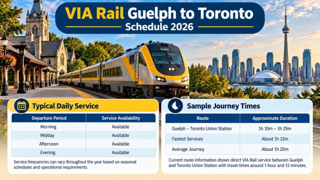 VIA Rail Guelph to Toronto Schedule 2026