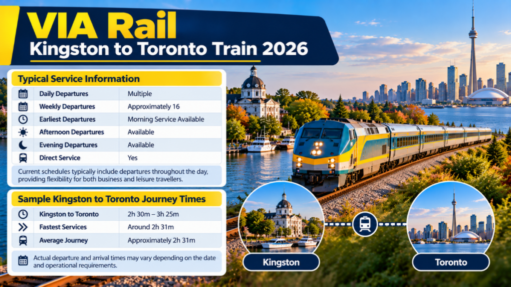 VIA Rail Kingston to Toronto Schedule 2026