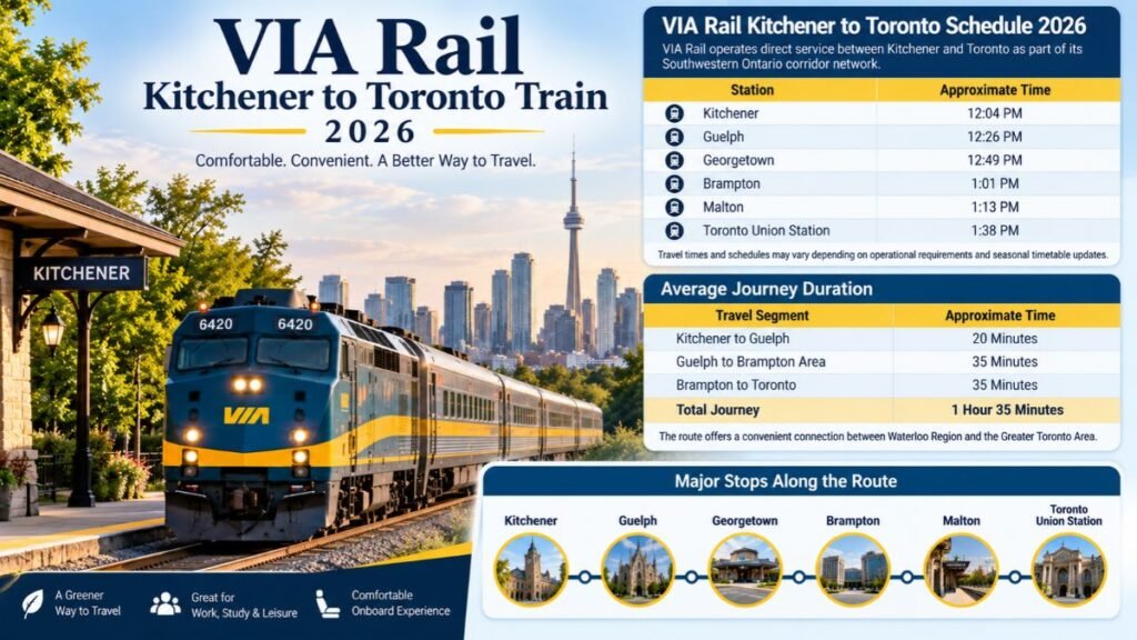 VIA Rail Kitchener to Toronto Schedule 2026