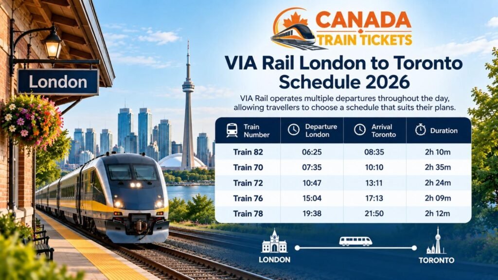 VIA Rail London to Toronto Schedule 2026.