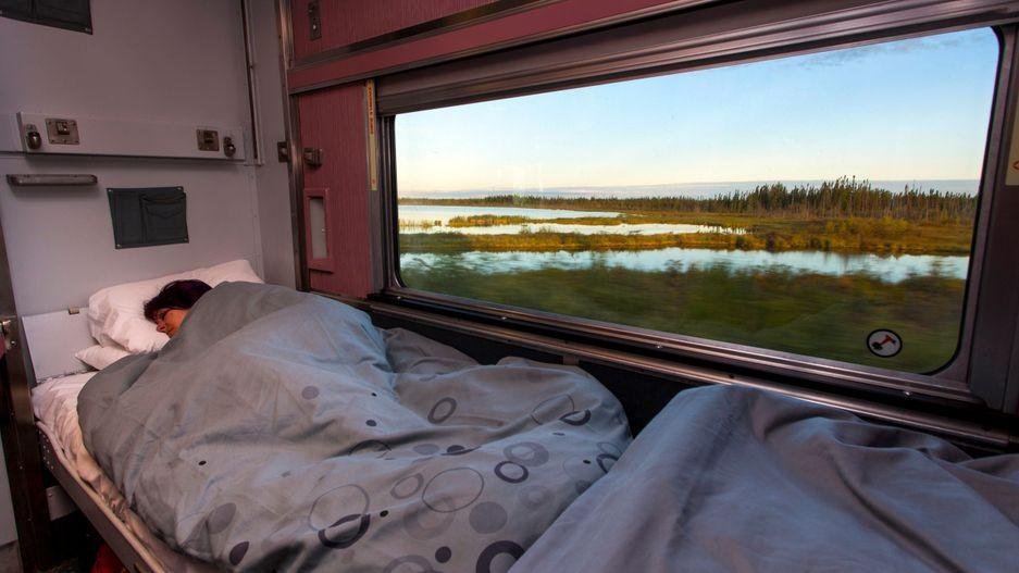 VIA Rail Lower Berth Prepared for Sleeping