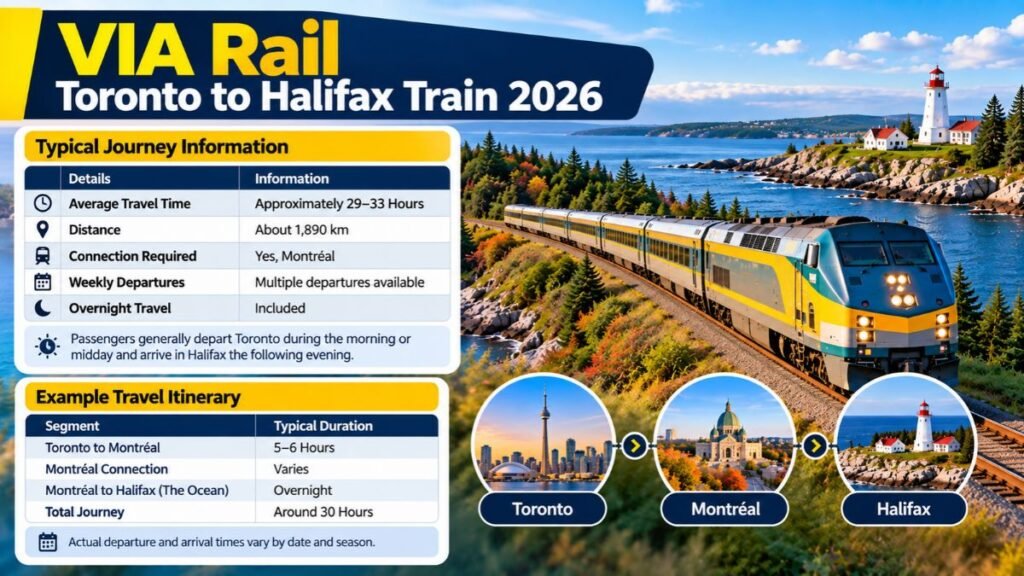 VIA Rail Toronto to Halifax Schedule 2026