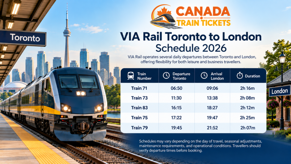 VIA Rail Toronto to London Schedule 2026