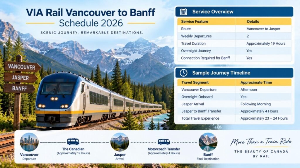 VIA Rail Vancouver to Banff Schedule 2026