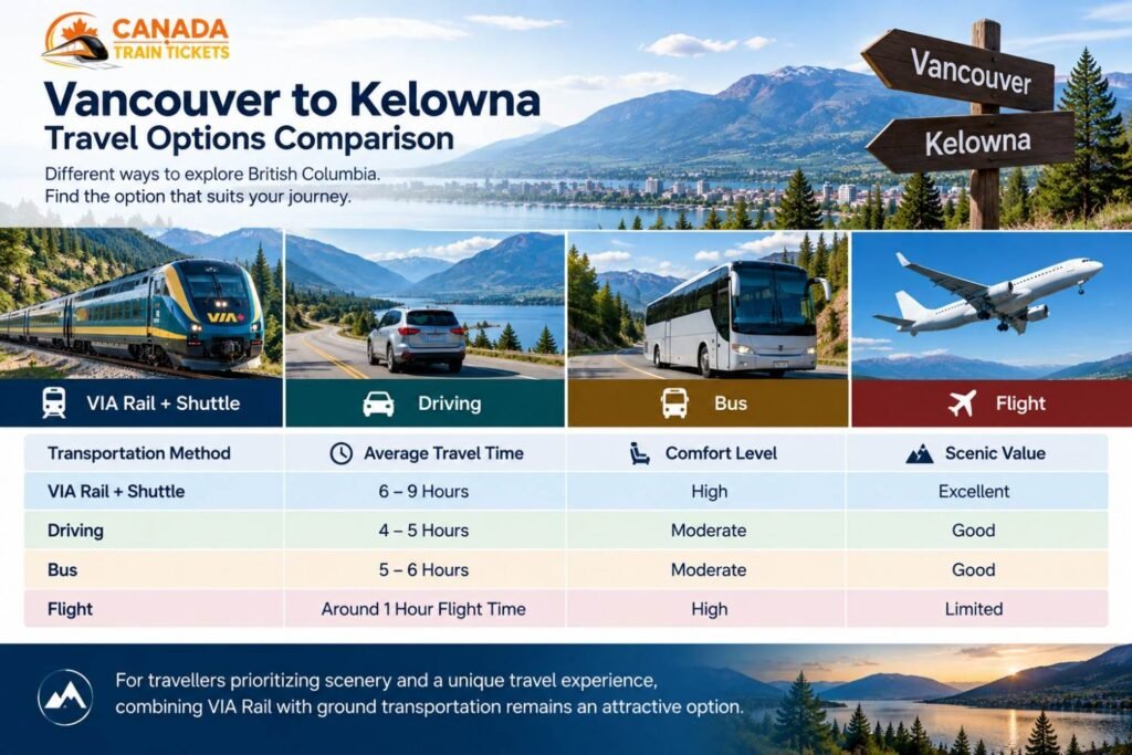 Vancouver to Kelowna Travel Options Comparison