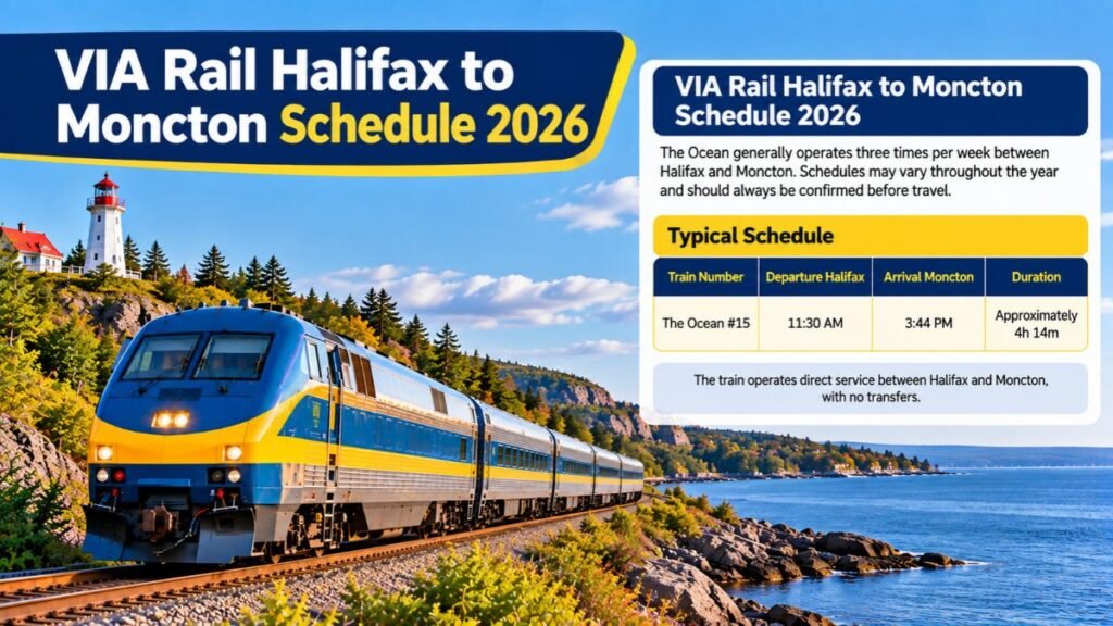 VIA Rail Halifax to Moncton Schedule 2026