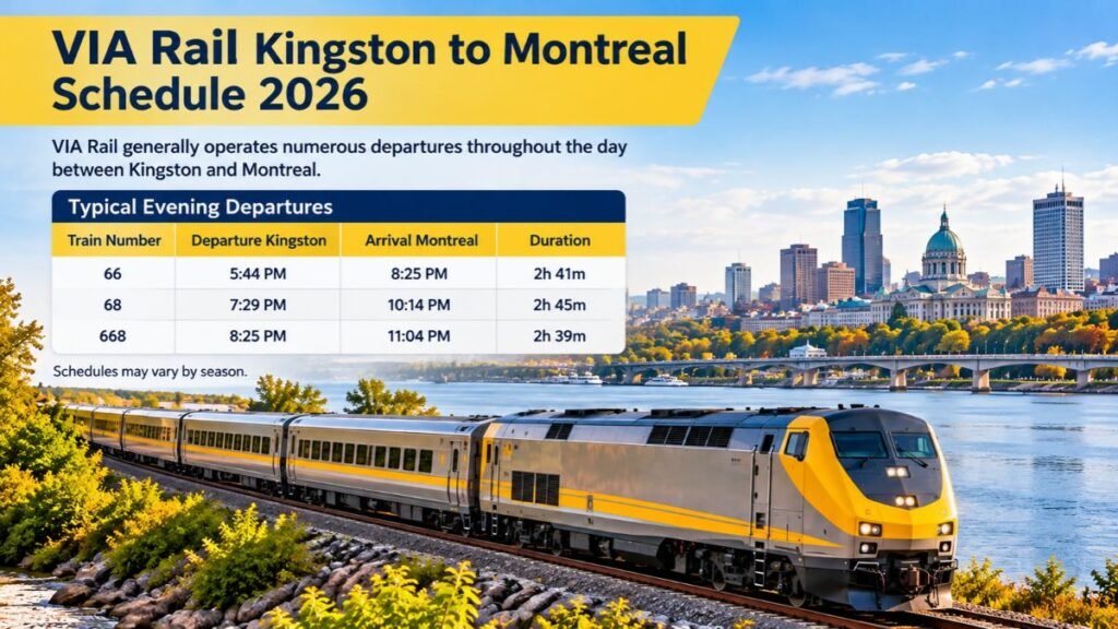 VIA Rail Kingston to Montreal Schedule 2026