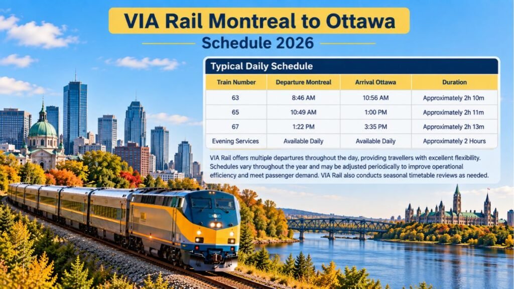 VIA Rail Montreal to Ottawa Schedule 2026